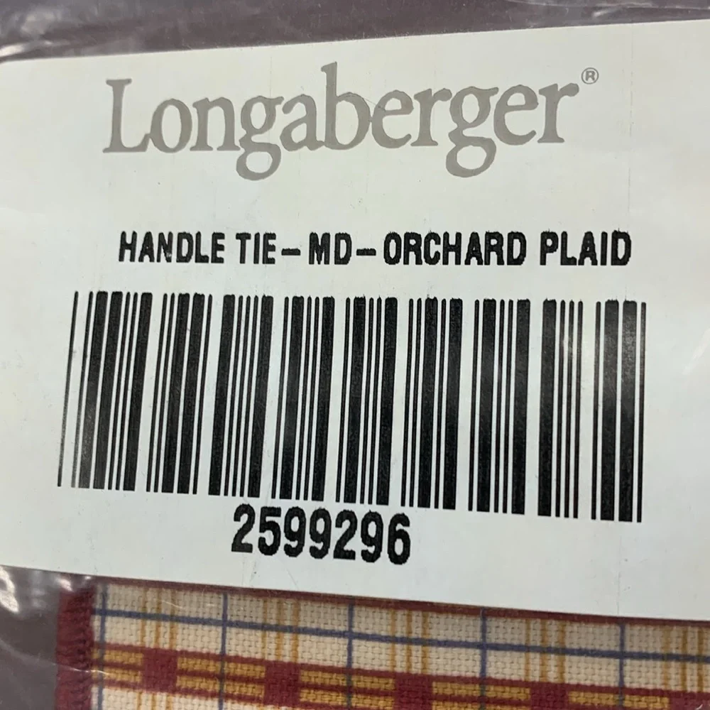 Longaberger Orchard Plaid Handle Tie